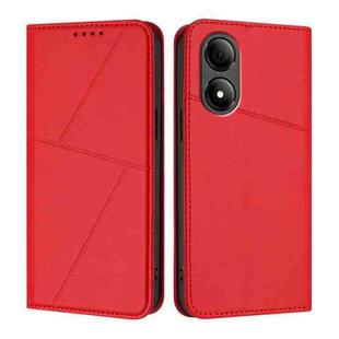 For ZTE Blade A33s Strong Magnetic Frosted Flip Leather Phone Case(Red)