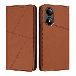 For ZTE Blade A33s Strong Magnetic Frosted Flip Leather Phone Case(Coffee Color)
