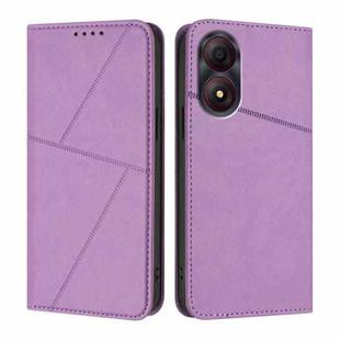 For ZTE Blade A34 Strong Magnetic Frosted Flip Leather Phone Case(Light Purple)