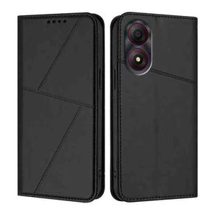 For ZTE Blade A34 Strong Magnetic Frosted Flip Leather Phone Case(Black)