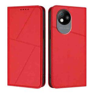 For ZTE Blade A35 Lite Strong Magnetic Frosted Flip Leather Phone Case(Red)