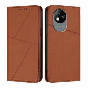 For ZTE Blade A35 Lite Strong Magnetic Frosted Flip Leather Phone Case(Coffee Color)