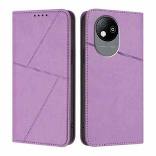 For ZTE Blade A35 Lite Strong Magnetic Frosted Flip Leather Phone Case(Light Purple)