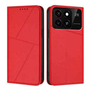 For ZTE Blade A35 / Blade A55 Strong Magnetic Frosted Flip Leather Phone Case(Red)