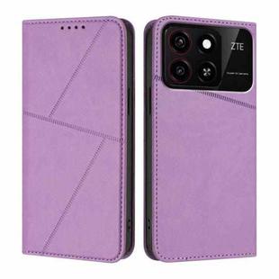 For ZTE Blade A35 / Blade A55 Strong Magnetic Frosted Flip Leather Phone Case(Light Purple)