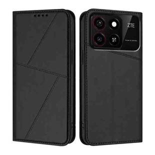 For ZTE Blade A35 / Blade A55 Strong Magnetic Frosted Flip Leather Phone Case(Black)