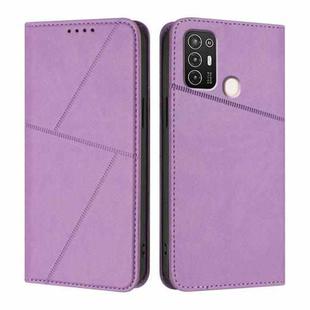 For ZTE Blade A52 Strong Magnetic Frosted Flip Leather Phone Case(Light Purple)