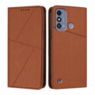 For ZTE Blade A53 Strong Magnetic Frosted Flip Leather Phone Case(Coffee Color)