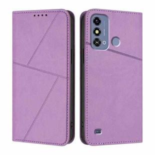 For ZTE Blade A53 Strong Magnetic Frosted Flip Leather Phone Case(Light Purple)