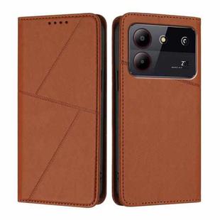 For ZTE Blade A54 Strong Magnetic Frosted Flip Leather Phone Case(Coffee Color)