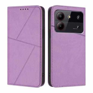 For ZTE Blade A54 Strong Magnetic Frosted Flip Leather Phone Case(Light Purple)