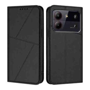 For ZTE Blade A54 Strong Magnetic Frosted Flip Leather Phone Case(Black)