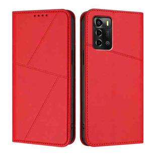 For ZTE Blade A72 Strong Magnetic Frosted Flip Leather Phone Case(Red)