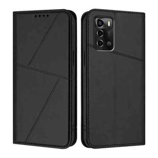 For ZTE Blade A72 Strong Magnetic Frosted Flip Leather Phone Case(Black)