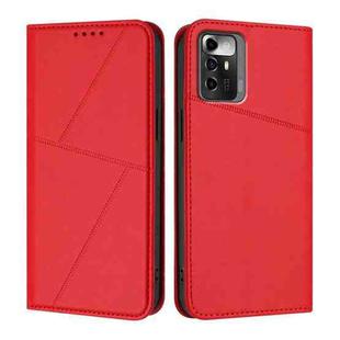 For ZTE Blade A72 5G Strong Magnetic Frosted Flip Leather Phone Case(Red)