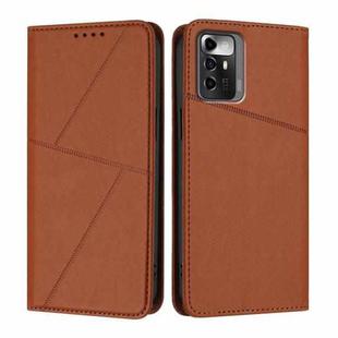 For ZTE Blade A72 5G Strong Magnetic Frosted Flip Leather Phone Case(Coffee Color)
