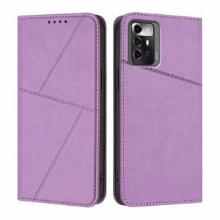For ZTE Blade A72 5G Strong Magnetic Frosted Flip Leather Phone Case(Light Purple)