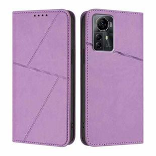 For ZTE Blade A72s Strong Magnetic Frosted Flip Leather Phone Case(Light Purple)