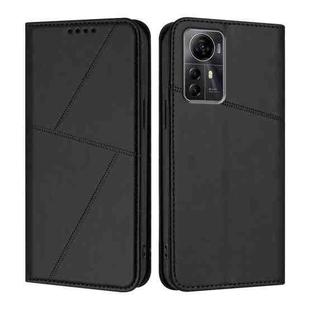 For ZTE Blade A72s Strong Magnetic Frosted Flip Leather Phone Case(Black)