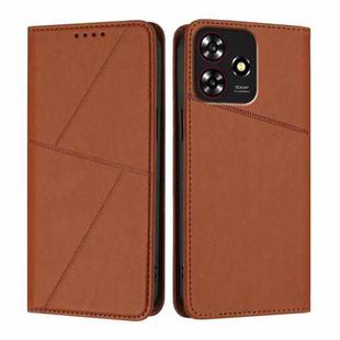 For ZTE Blade A73 4G / Axon 50 Lite Strong Magnetic Frosted Flip Leather Phone Case(Coffee Color)
