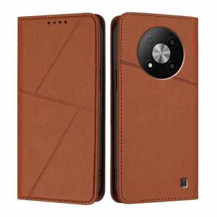 For ZTE Blade A73 5G Strong Magnetic Frosted Flip Leather Phone Case(Coffee Color)