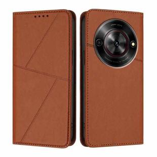 For ZTE Blade A75 5G Strong Magnetic Frosted Flip Leather Phone Case(Coffee Color)