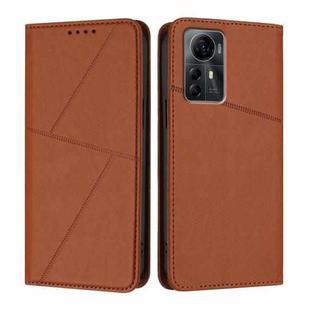 For ZTE Blade V41 Smart Strong Magnetic Frosted Flip Leather Phone Case(Coffee Color)