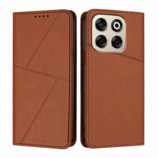 For ZTE Blade V70 Strong Magnetic Frosted Flip Leather Phone Case(Coffee Color)