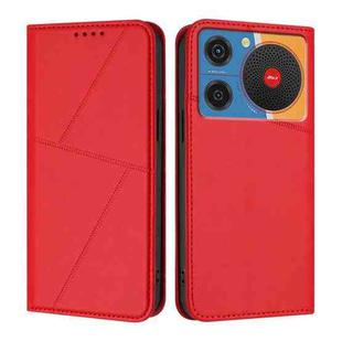 For ZTE nubia Music Strong Magnetic Frosted Flip Leather Phone Case(Red)
