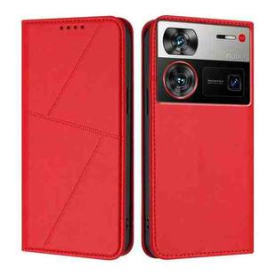 For ZTE nubia Z60 Ultra Strong Magnetic Frosted Flip Leather Phone Case(Red)