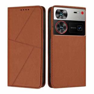 For ZTE nubia Z60 Ultra Strong Magnetic Frosted Flip Leather Phone Case(Coffee Color)
