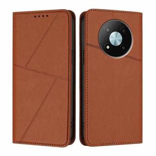 For ZTE Voyage 41 5G Strong Magnetic Frosted Flip Leather Phone Case(Coffee Color)