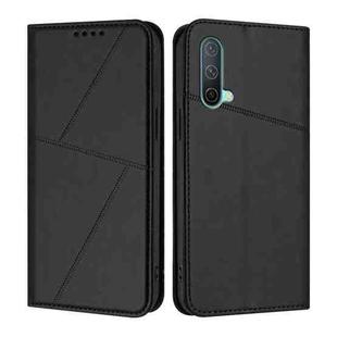 For OnePlus Nord CE 5G Strong Magnetic Frosted Flip Leather Phone Case(Black)
