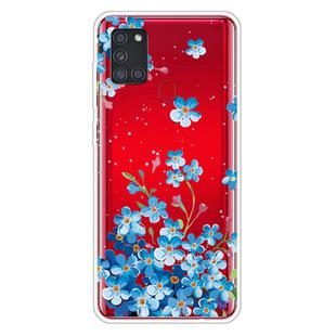 For Samsung Galaxy A21s Shockproof Painted Transparent TPU Protective Case(Star Flower)