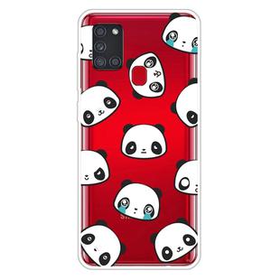 For Samsung Galaxy A21s Shockproof Painted Transparent TPU Protective Case(Emoji Bear)