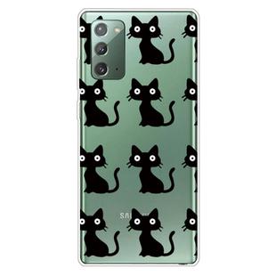 For Samsung Galaxy Note20 Shockproof Painted Transparent TPU Protective Case(Black Cats)