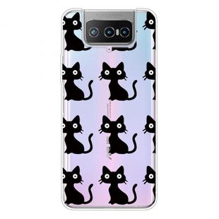 For Asus Zenfone 7 ZS670KS Shockproof Painted Transparent TPU Protective Case(Black Cats)