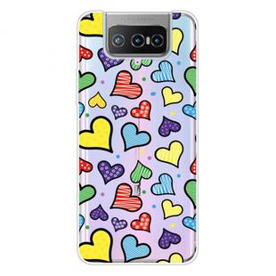 For Asus Zenfone 7 ZS670KS Shockproof Painted Transparent TPU Protective Case(Hearts)