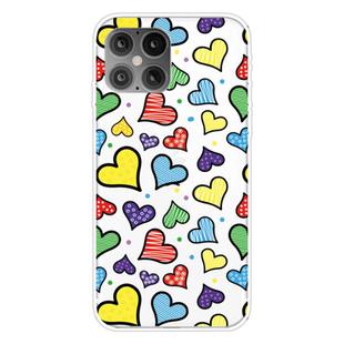 For iPhone 12 mini Shockproof Painted Transparent TPU Protective Case(Hearts)