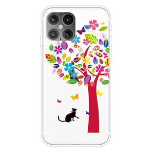 For iPhone 12 Pro Max Shockproof Painted Transparent TPU Protective Case(Tree Cat)