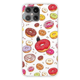 For iPhone 12 / 12 Pro Shockproof Painted Transparent TPU Protective Case(Donuts)