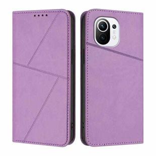 For Xiaomi Mi 11 Strong Magnetic Frosted Flip Leather Phone Case(Light Purple)
