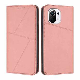 For Xiaomi Mi 11 Strong Magnetic Frosted Flip Leather Phone Case(Pink)