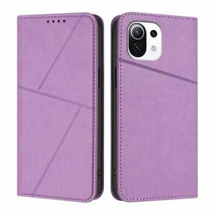 For Xiaomi Mi 11 Lite Strong Magnetic Frosted Flip Leather Phone Case(Light Purple)