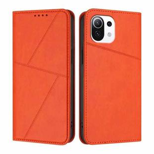 For Xiaomi Mi 11 Lite Strong Magnetic Frosted Flip Leather Phone Case(Orange)