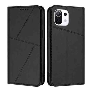 For Xiaomi Mi 11 Lite Strong Magnetic Frosted Flip Leather Phone Case(Black)