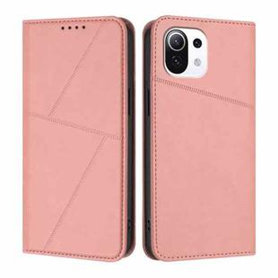 For Xiaomi Mi 11 Lite Strong Magnetic Frosted Flip Leather Phone Case(Pink)