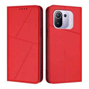 For Xiaomi Mi 11 Pro Strong Magnetic Frosted Flip Leather Phone Case(Red)