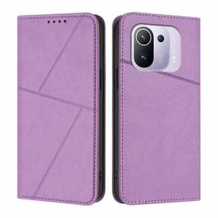 For Xiaomi Mi 11 Pro Strong Magnetic Frosted Flip Leather Phone Case(Light Purple)