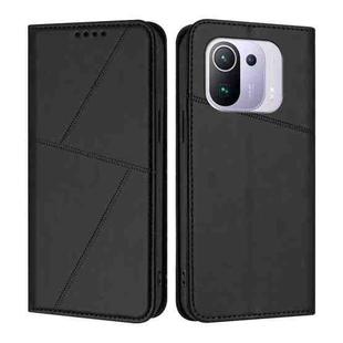 For Xiaomi Mi 11 Pro Strong Magnetic Frosted Flip Leather Phone Case(Black)